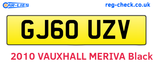 GJ60UZV are the vehicle registration plates.