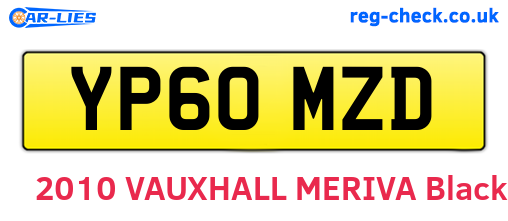 YP60MZD are the vehicle registration plates.