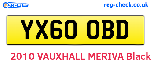 YX60OBD are the vehicle registration plates.