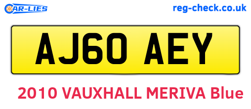 AJ60AEY are the vehicle registration plates.