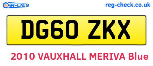 DG60ZKX are the vehicle registration plates.