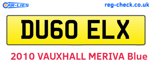 DU60ELX are the vehicle registration plates.