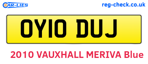 OY10DUJ are the vehicle registration plates.
