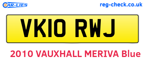 VK10RWJ are the vehicle registration plates.