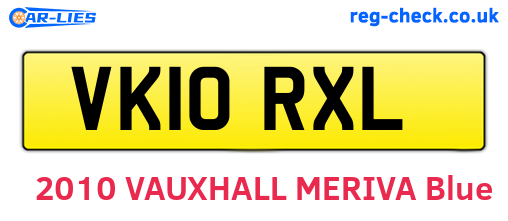 VK10RXL are the vehicle registration plates.