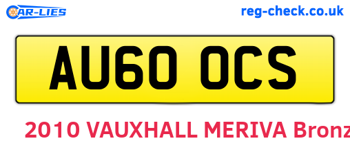 AU60OCS are the vehicle registration plates.