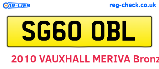 SG60OBL are the vehicle registration plates.
