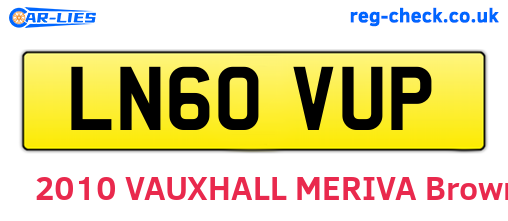 LN60VUP are the vehicle registration plates.