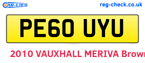 PE60UYU are the vehicle registration plates.