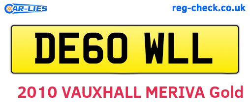 DE60WLL are the vehicle registration plates.