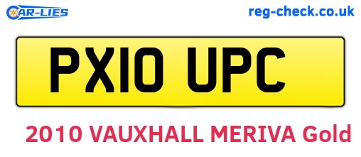 PX10UPC are the vehicle registration plates.