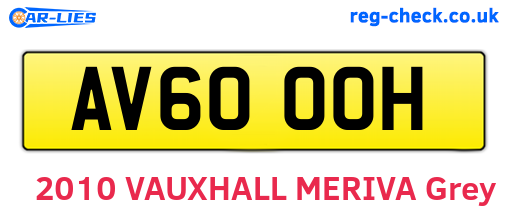 AV60OOH are the vehicle registration plates.