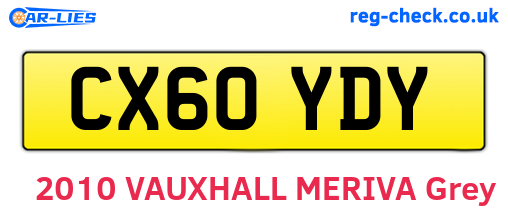 CX60YDY are the vehicle registration plates.