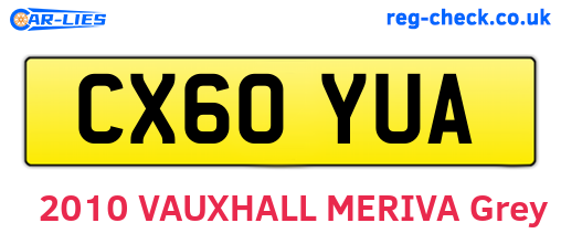 CX60YUA are the vehicle registration plates.