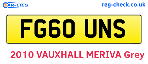 FG60UNS are the vehicle registration plates.