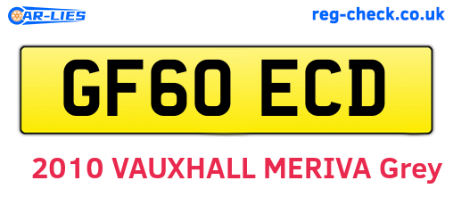 GF60ECD are the vehicle registration plates.