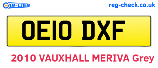 OE10DXF are the vehicle registration plates.