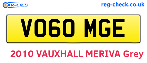VO60MGE are the vehicle registration plates.