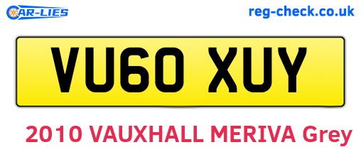 VU60XUY are the vehicle registration plates.