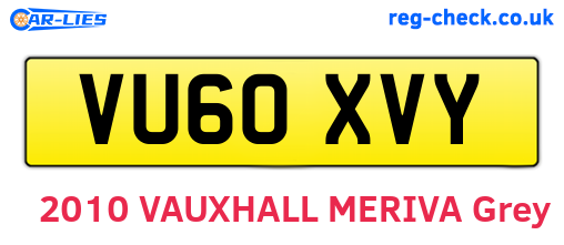 VU60XVY are the vehicle registration plates.