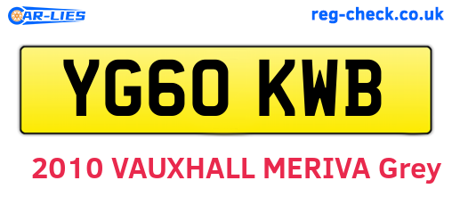 YG60KWB are the vehicle registration plates.
