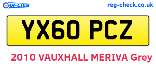 YX60PCZ are the vehicle registration plates.