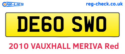 DE60SWO are the vehicle registration plates.
