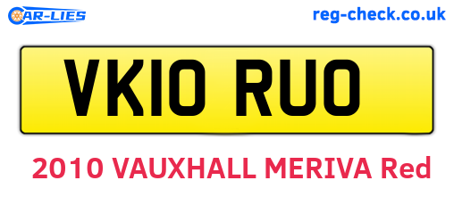 VK10RUO are the vehicle registration plates.