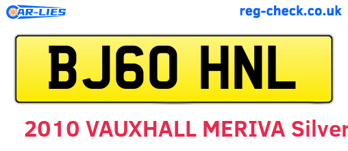 BJ60HNL are the vehicle registration plates.