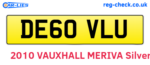 DE60VLU are the vehicle registration plates.