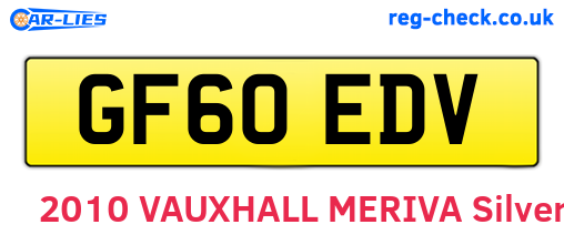 GF60EDV are the vehicle registration plates.