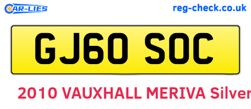 GJ60SOC are the vehicle registration plates.