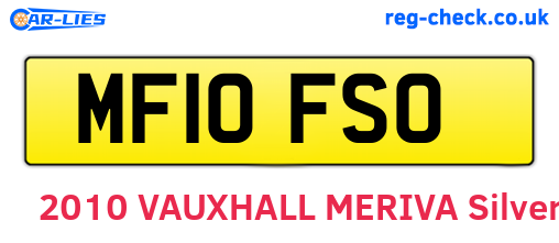 MF10FSO are the vehicle registration plates.