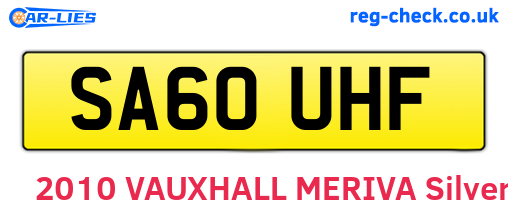 SA60UHF are the vehicle registration plates.
