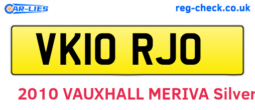 VK10RJO are the vehicle registration plates.