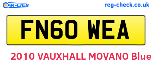 FN60WEA are the vehicle registration plates.