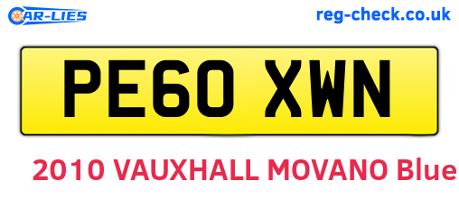 PE60XWN are the vehicle registration plates.