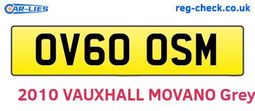 OV60OSM are the vehicle registration plates.