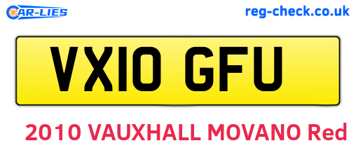 VX10GFU are the vehicle registration plates.
