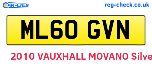ML60GVN are the vehicle registration plates.
