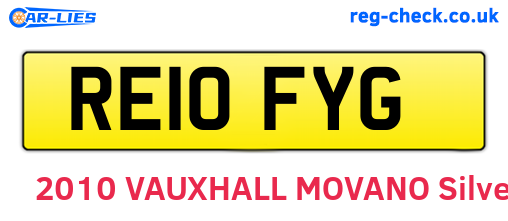 RE10FYG are the vehicle registration plates.