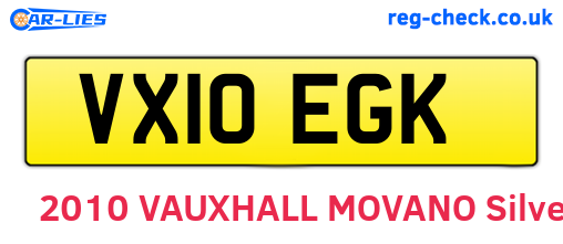 VX10EGK are the vehicle registration plates.