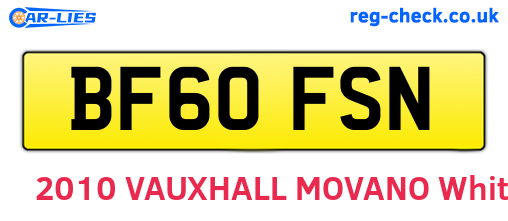 BF60FSN are the vehicle registration plates.