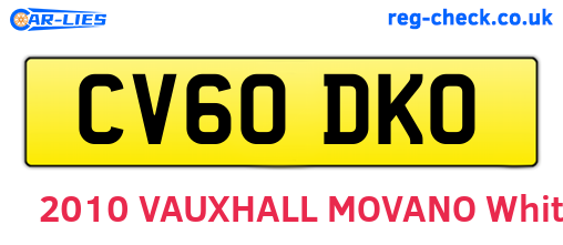 CV60DKO are the vehicle registration plates.
