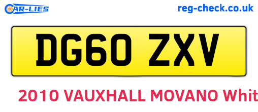 DG60ZXV are the vehicle registration plates.