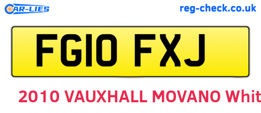 FG10FXJ are the vehicle registration plates.