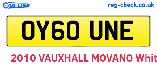 OY60UNE are the vehicle registration plates.