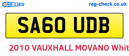 SA60UDB are the vehicle registration plates.