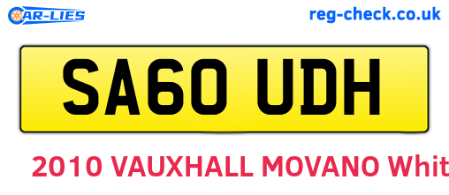 SA60UDH are the vehicle registration plates.