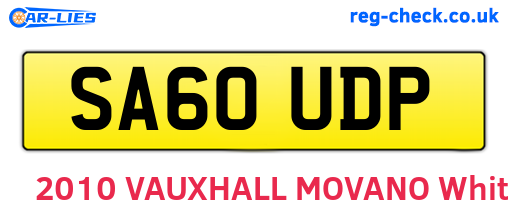 SA60UDP are the vehicle registration plates.